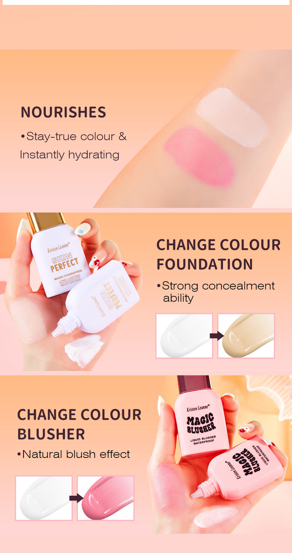 KRISTEN LEANNE Warm-Changing Skin Tone Foundation and Blush